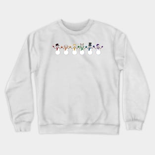 Row of Six LGBTQ Pride Rainbow Snowpeople Winter Design Crewneck Sweatshirt